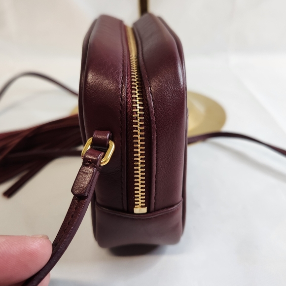 Authentic Saint Laurent maroon Super Mini Camera Bag and Tassel - Picture 4 of 7